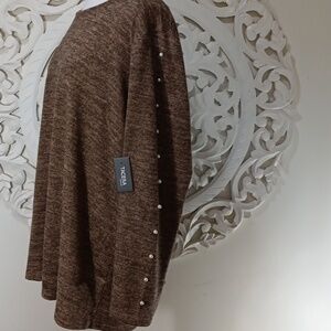 TACERA BROWN PEARL SWEATER 2X NEW WITH TAGS